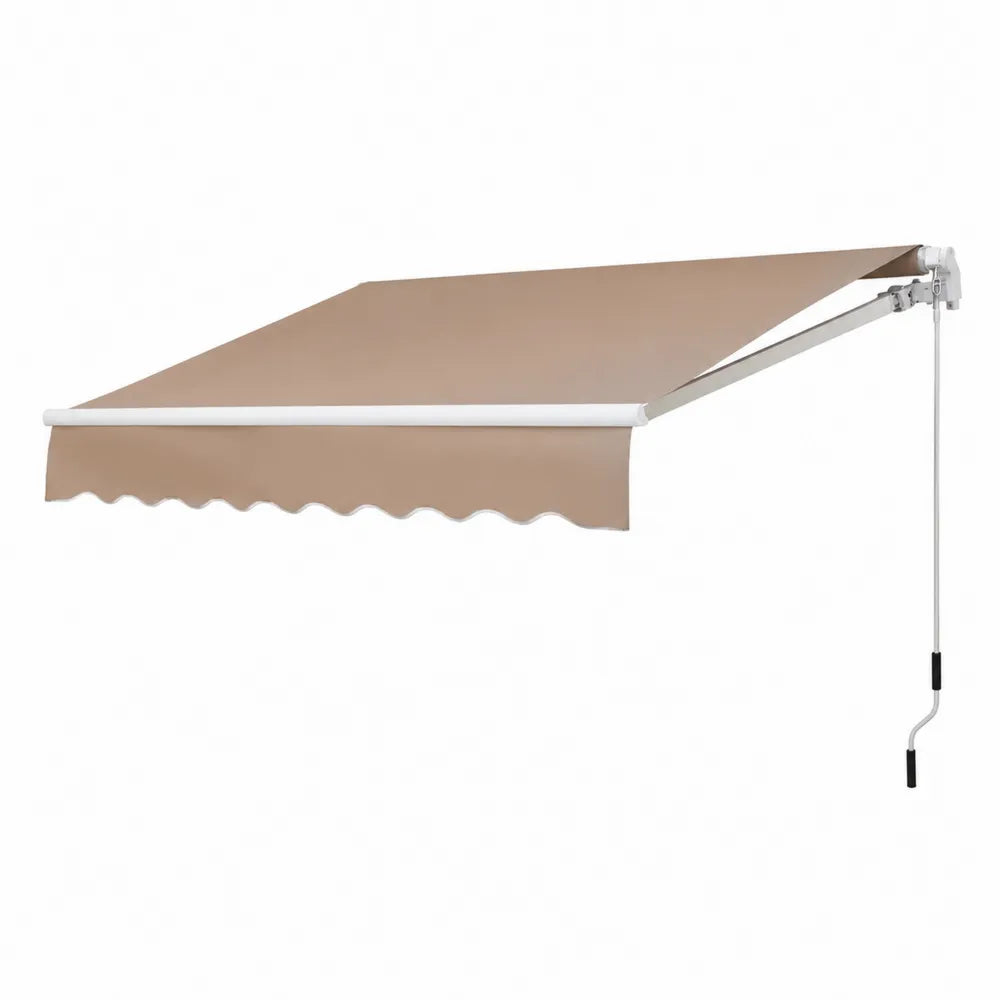 Auvent r¨¦tractable manuel en polyester Beige 300x250