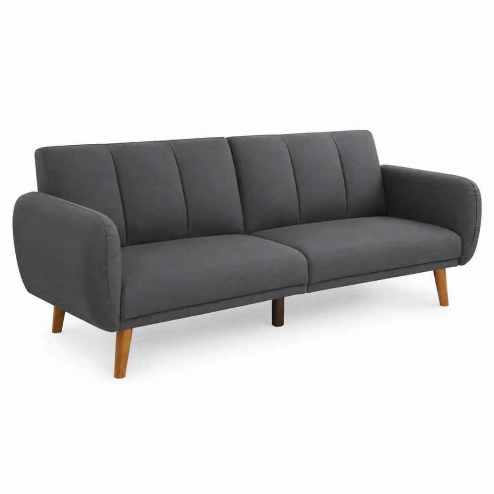 Canap¨¦ 3 Places en Tissu Gris avec Pieds en