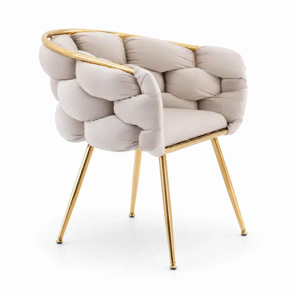 Chaise en velours et m¨¦tal dor¨¦