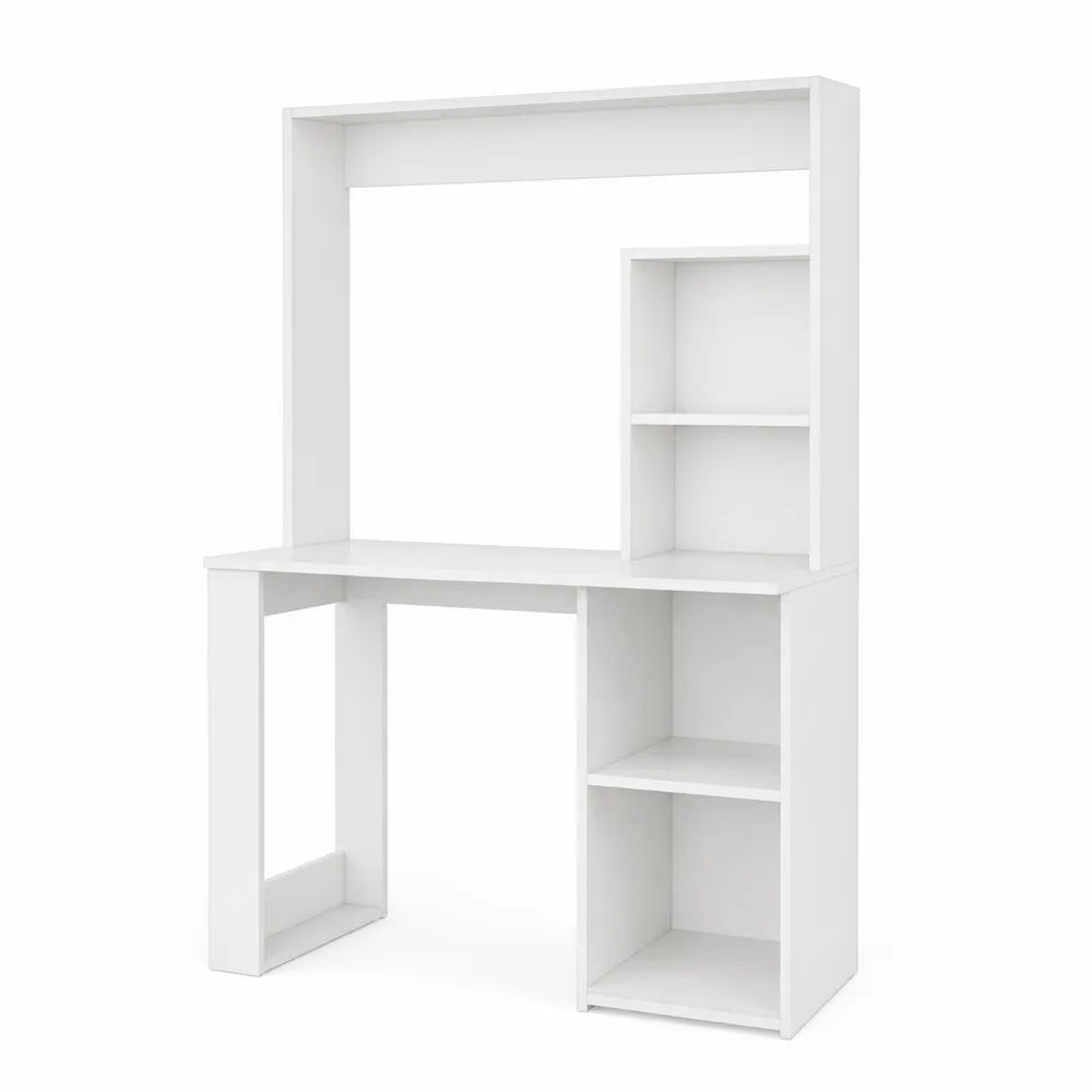 Bureau avec ¨¦tag¨¨res Bois Composite Blanc 120x60x180