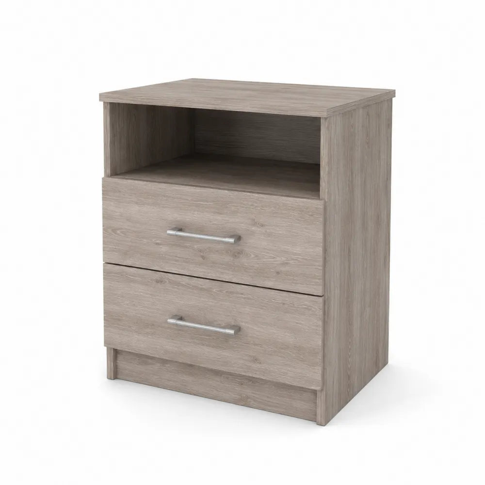 Table de chevet en bois avec 2 tiroirs et 1