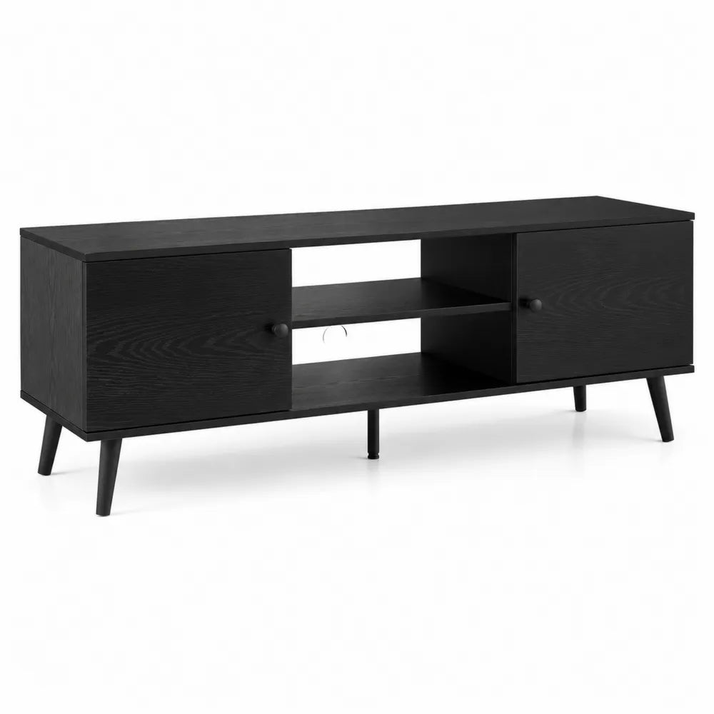 Meuble TV en bois MDF noir avec ¨¦tag¨¨res et