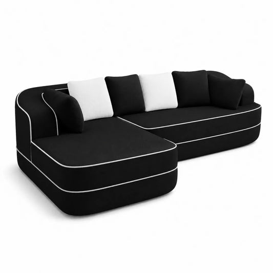 Canap¨¦ d'angle en tissu noir et blanc avec