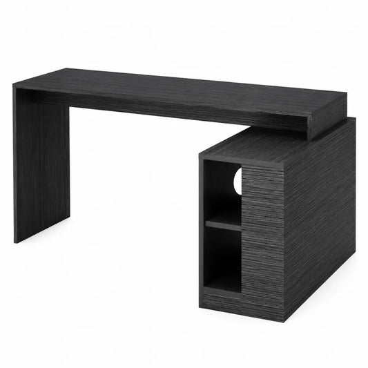 Bureau d'angle en bois noir avec rangements 140x60x75