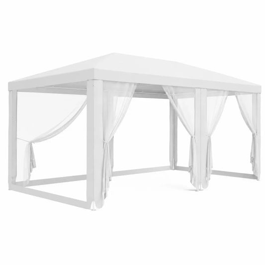 Tonnelle de jardin en aluminium avec rideaux en maille