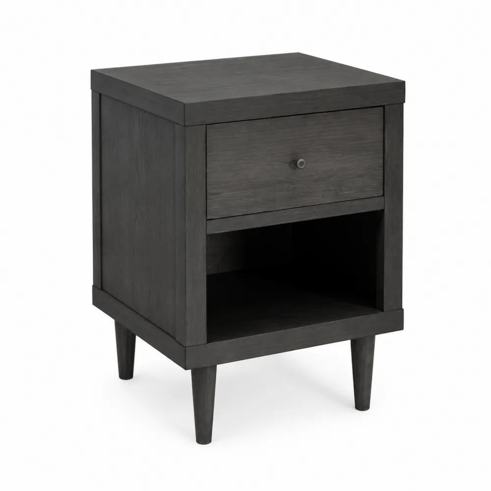 Table de chevet en bois gris avec tiroir et
