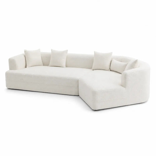 Canap¨¦ d'angle en bouclette Blanc 300